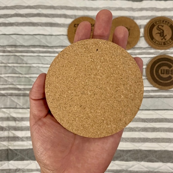 Chicago Sports Teams Laser Engraved Cork Coasters Lot of 4 - Picture 6 of 7